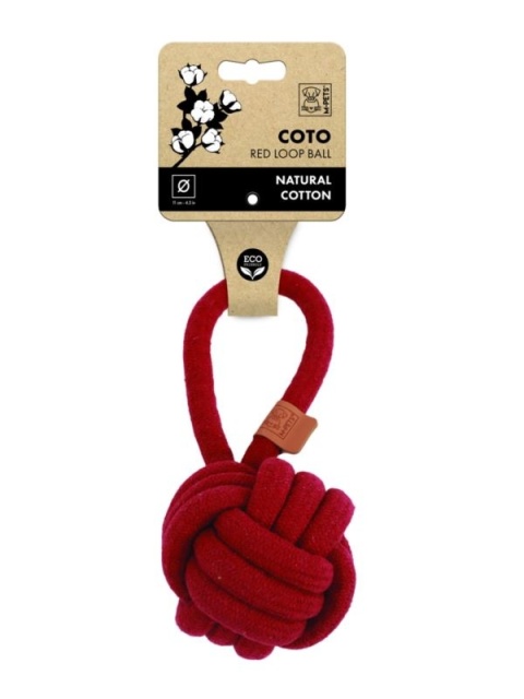 Zabawka COTO Loop Ball – piłka z uchwytem dla psa | 11 cm | czerwona