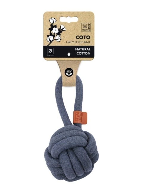 Zabawka COTO Loop Ball – piłka z uchwytem dla psa | 11 cm | szara