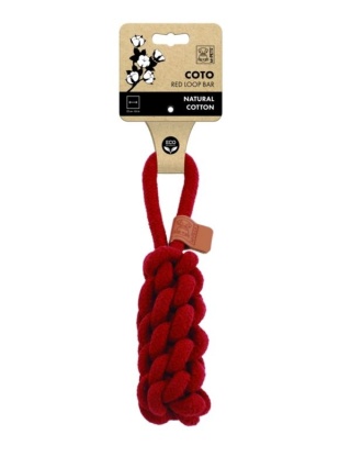 Zabawka COTO Loop Bar – szarpak z uchwytem dla psa | 22 cm | czerwony