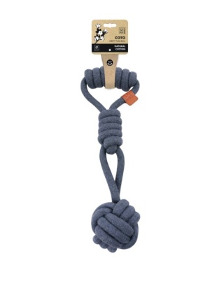 Zabawka COTO Tug Ball – piłka na sznurze dla psa | 36 cm | szara