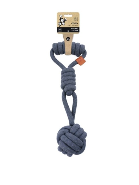 Zabawka COTO Tug Ball – piłka na sznurze dla psa | 36 cm | szara