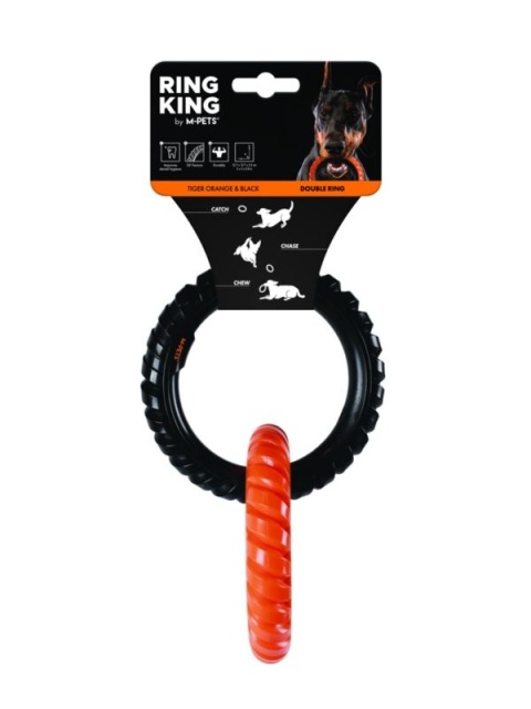 Zabawka RING KING Double – ring podwójny dla psa | pomarańczowo-czarny