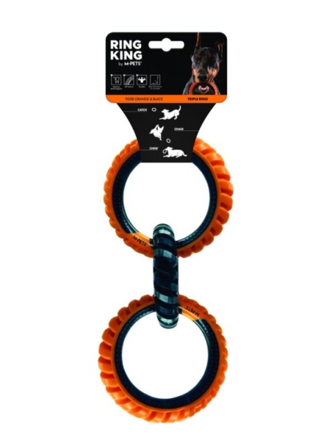 Zabawka RING KING Triple – potrójny ring dla psa | pomarańczowo-czarny