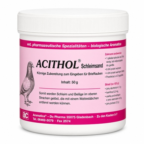 ACITHOL Schleimsand 50 g – preparat wspierający oczyszczanie dróg oddechowych gołębi