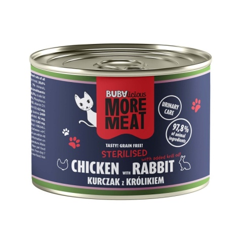 BUBAlicious More Meat – mokra karma pełnoporcjowa dla kotów sterylizowanych 185g