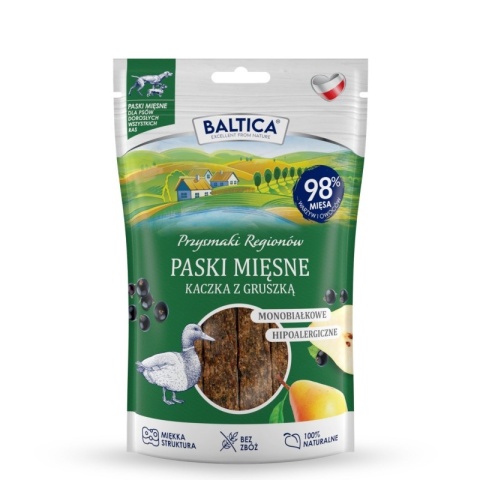 BALTICA Przysmaki Regionów – Mięsne Paski Kaczka z Gruszką 90 g