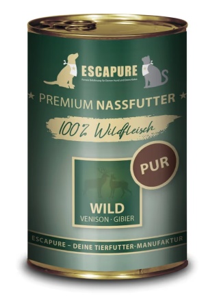 Escapure Wild Pur – 100% dziczyzna Uzupełniająca mokra karma dla psa i kota | 400 g