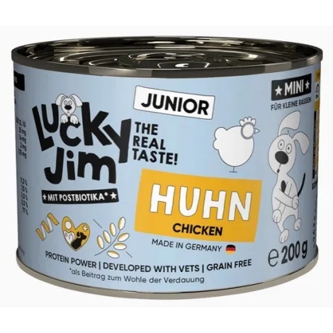 Lucky Jim Classic Mini Junior – mokra karma pełnoporcjowa dla szczeniąt małych ras z kurczakiem 200g
