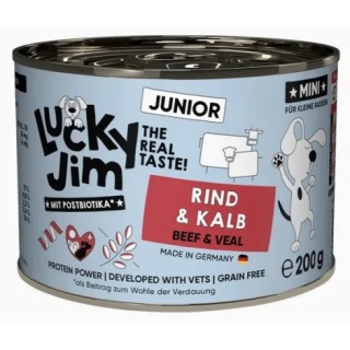 Lucky Jim Classic Mini Junior – mokra karma pełnoporcjowa dla szczeniąt małych ras z wołowiną i cielęciną 200g