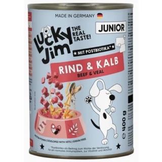 Lucky Jim Classic Junior – mokra karma pełnoporcjowa dla szczeniąt z wołowiną i cielęciną 400g