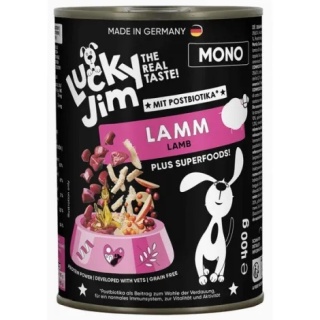 Lucky Jim Mono – mokra karma pełnoporcjowa dla psów z jagnięciną i superfoods 400g