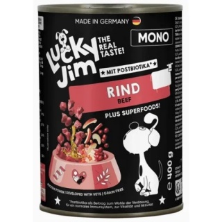 Lucky Jim Mono – mokra karma pełnoporcjowa dla psów z wołowiną i superfoods 400g