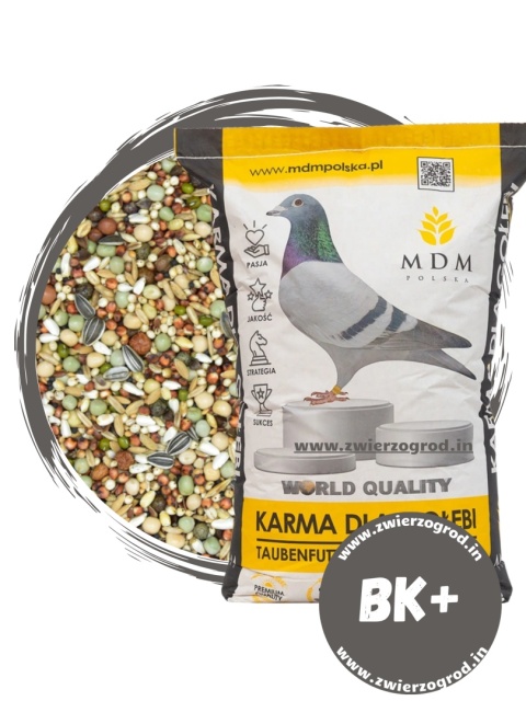 MDM BK+ „Bez kukurydzy i pszenicy Plus” – mieszanka dla gołębi wysokobiałkowa 25kg