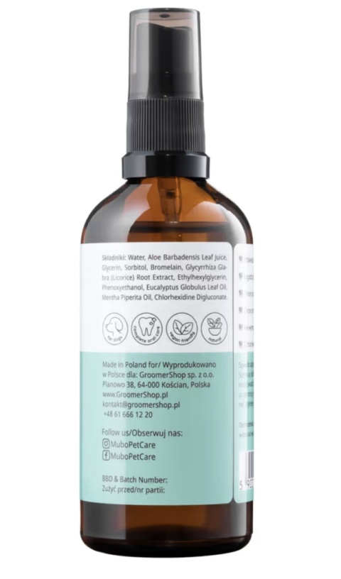Mubo Chlorhexidine Dental Spray 100ml - naturalna pasta z chlorheksydyną dla psa, bez szczotkowania
