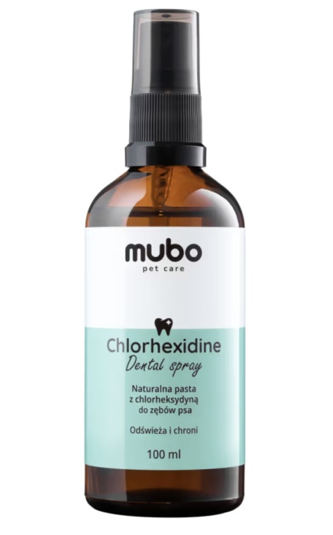 Mubo Chlorhexidine Dental Spray 100ml - naturalna pasta z chlorheksydyną dla psa, bez szczotkowania