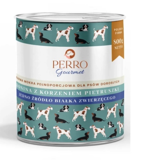 PERRO Gourmet – Konina z Korzeniem Pietruszki 400 g Pełnoporcjowa, monobiałkowa karma mokra dla dorosłych psów