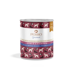 Perro Karma mokra Struś z cukinią – monobiałkowa formuła dla psów dorosłych 400g