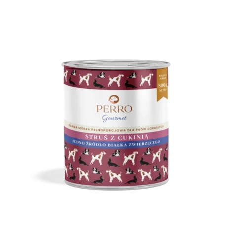 Perro Karma mokra Struś z cukinią – monobiałkowa formuła dla psów dorosłych 400g