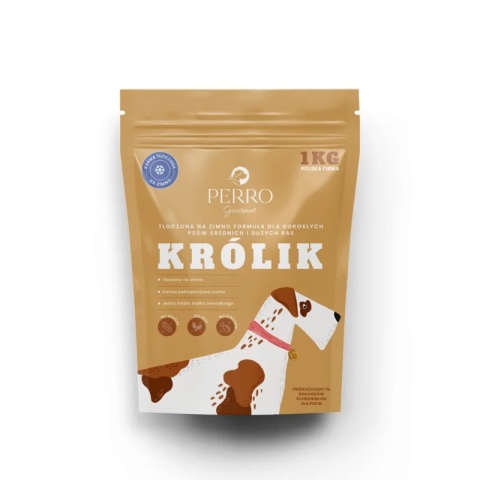 Perro Karma tłoczona na zimno PERRO Gourmet Królik – formuła dla psów dorosłych średnich i dużych ras 1kg