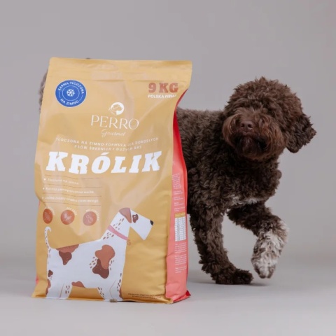 Perro Karma tłoczona na zimno PERRO Gourmet Królik – formuła dla psów dorosłych średnich i dużych ras 9 g