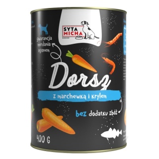 SYTA MICHA Karma mokra dla psa dorsz z marchewką i krylem 400g