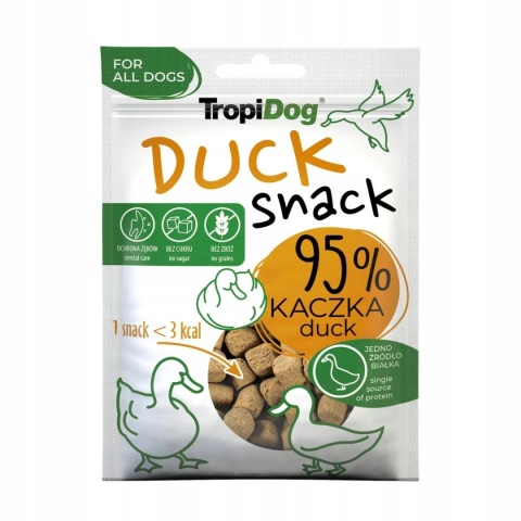 TropiDog Snack Duck – kaczka 95% Naturalne przysmaki dla psów 70 g