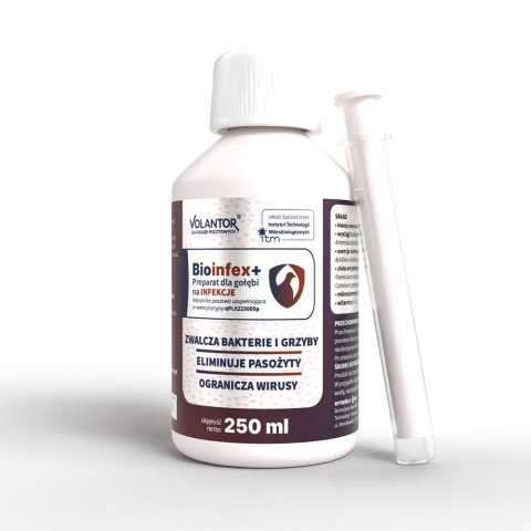 Volantor Bioinfex+ 250 ml – Biopreparat wspierający organizm gołębi w okresach infekcji i osłabienia