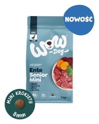 WOW DOG MINI Senior Ente - kaczka z miętą i buraczkami dla starszych psów małych ras (1kg)