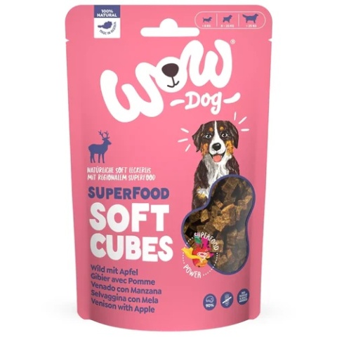 WOW Superfood Soft Cubes Wild - dziczyzna z jabłkiem miękkie przysmaki dla psa (150g)