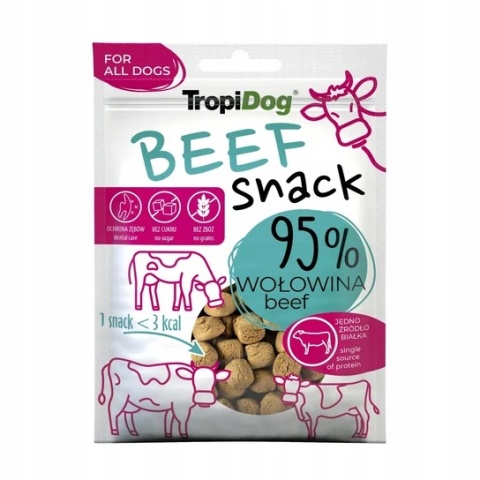 TropiDog Snack Beef – wołowina 95% Naturalne przysmaki dla psów 70g