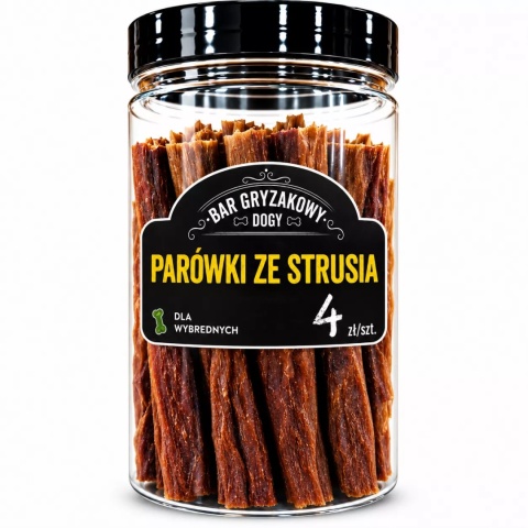 BAR GRYZAKOWY DOGY – Parówka ze Strusia z Malinami