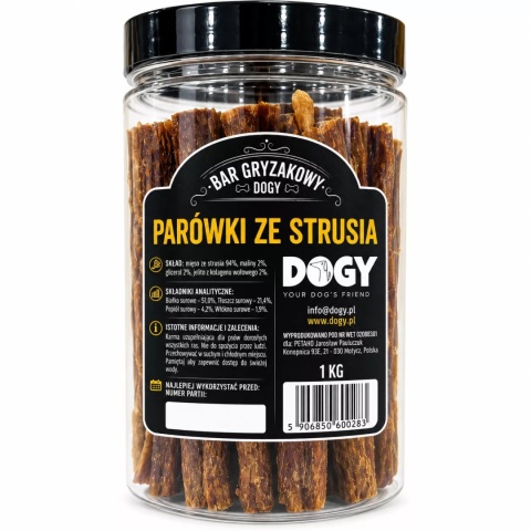 BAR GRYZAKOWY DOGY – Parówka ze Strusia z Malinami