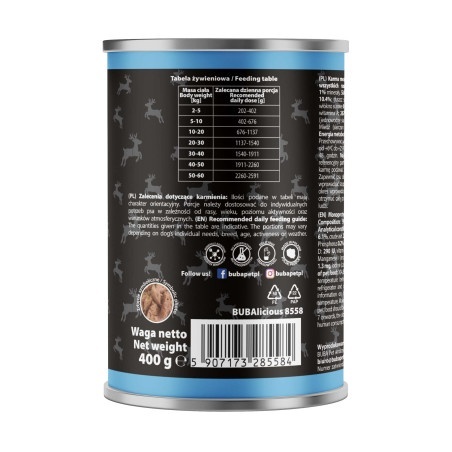 BUBAlicious More Meat Pure Line Renifer – pełnoporcjowa monoproteinowa karma mokra dla psa
