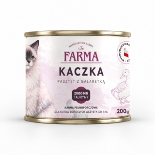 Farma Kaczka 200 g – monoproteinowa karma mokra dla kota 98,8% kaczki