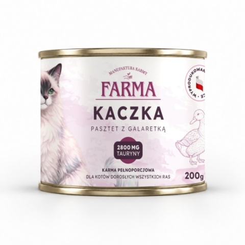Farma Kaczka 200 g – monoproteinowa karma mokra dla kota 98,8% kaczki