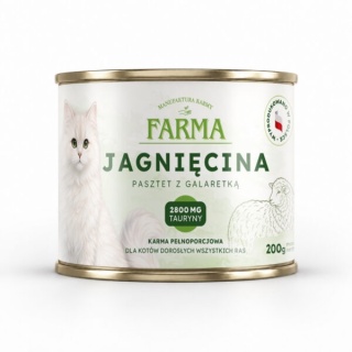 Farma Jagnięcina 200 g – monoproteinowa karma mokra dla kota 98,8% jagnięciny