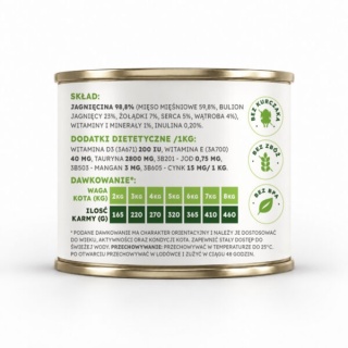 Farma Jagnięcina 200 g – monoproteinowa karma mokra dla kota 98,8% jagnięciny