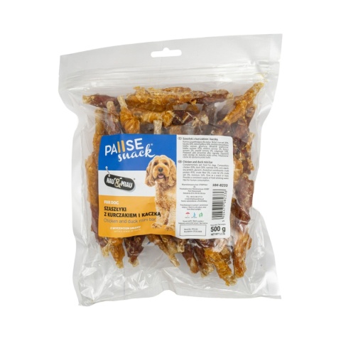 Hau & Miau Pause Snack Szaszłyki z kurczakiem i kaczką – przysmak dla psa, 500 g