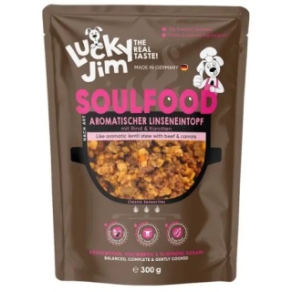 Lucky Jim SoulFood Gulasz z Soczewicą i Wołowiną 300 g – pełnoporcjowa karma mokra dla psa