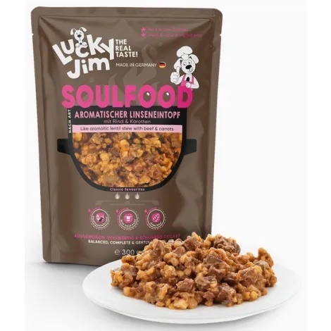 Lucky Jim SoulFood Gulasz z Soczewicą i Wołowiną 300 g – pełnoporcjowa karma mokra dla psa