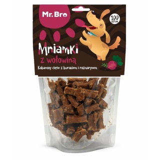Mr. Bro Mniamki Przysmaki dla psa z Wołowiną Kabanosy cięte z burakiem i rozmarynem 80g- Air Dried