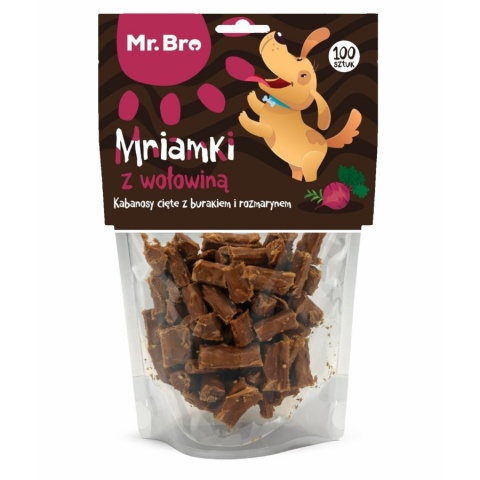 Mr. Bro Mniamki Przysmaki dla psa z Wołowiną Kabanosy cięte z burakiem i rozmarynem 80g- Air Dried