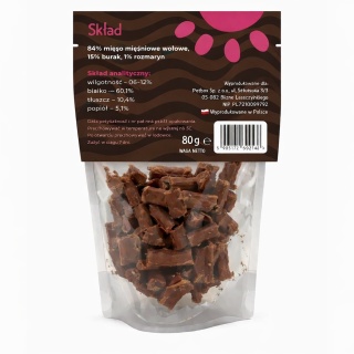 Mr. Bro Mniamki Przysmaki dla psa z Wołowiną Kabanosy cięte z burakiem i rozmarynem 80g- Air Dried