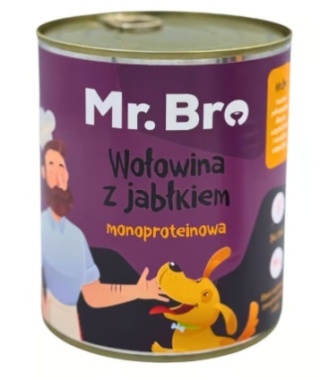 Mr. Bro wołowina z jabłkiem 800 g - Monoproteinowa karma mokra
