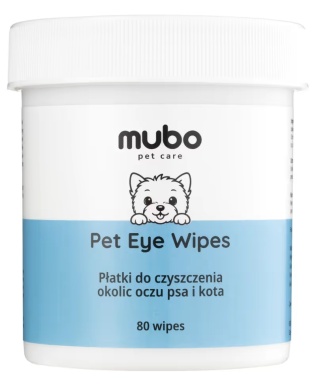 Mubo Pet Eye Wipes – płatki do czyszczenia okolic oczu psa i kota, 80 szt.