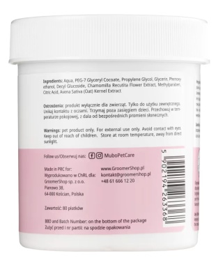 Mubo Perfect Eyes Tear Stain Eye Wipes – płatki do zacieków pod oczami psa i kota, 80 szt.