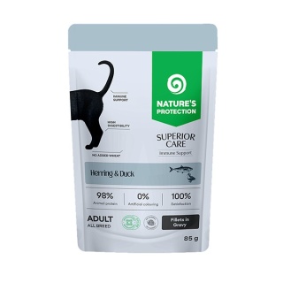 Nature’s Protection Superior Care Immune Support Herring & Duck – fileciki ze śledzia i kaczki w sosie dla kota, 85 g