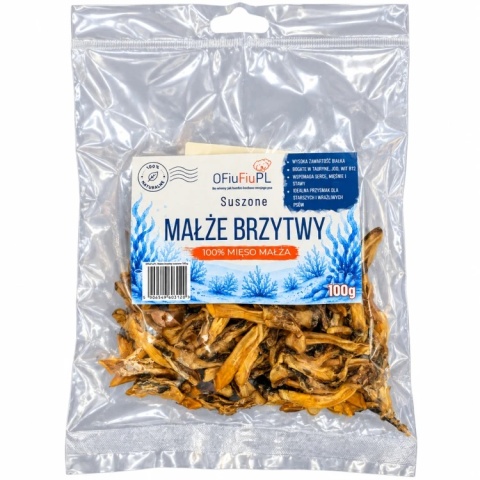 OFiuFiuPL Suszone Małże Brzytwy 100 g – naturalny morski przysmak dla psa