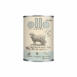 OLLO Puppy Umami Wołowina i Zielone żwacze z kaczą wątrobą - mokra karma dla psa - 850 g