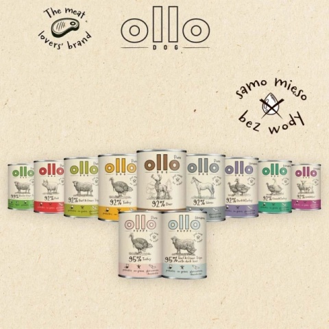 OLLO Puppy Umami Wołowina i Zielone żwacze z kaczą wątrobą - mokra karma dla psa - 850 g